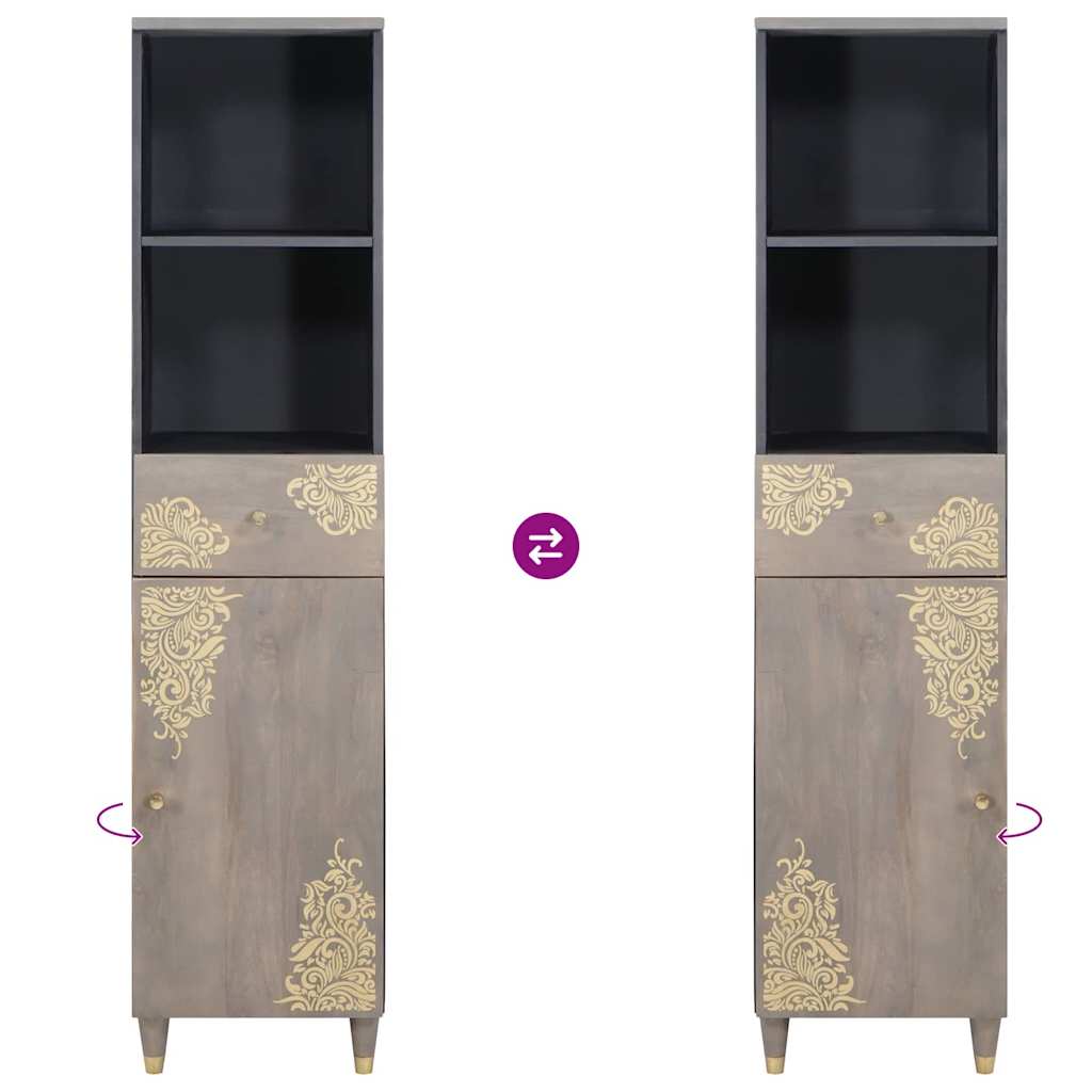 vidaXL Badezimmerschrank Grau 38 x 33 x 160 cm Massivholz Mango