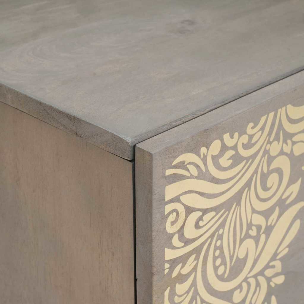 Sideboard Grau und Gold 40 x 33 x 75 cm Massivholz Mango