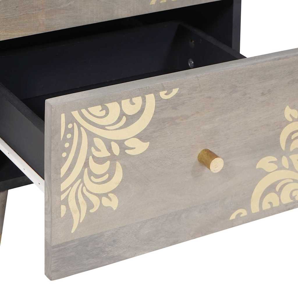 Sideboard Grau und Gold 40 x 33 x 75 cm Massivholz Mango