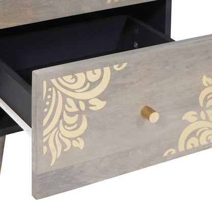 Sideboard Grau und Gold 40 x 33 x 75 cm Massivholz Mango