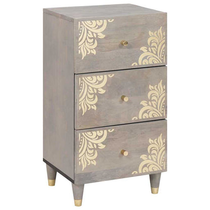 Sideboard Grau und Gold 40 x 33 x 75 cm Massivholz Mango