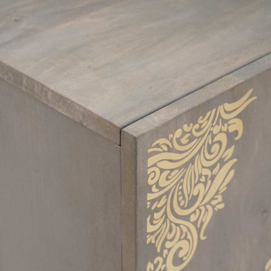 Sideboard Grau und Gold 60 x 33 x 75 cm Massivholz Mango