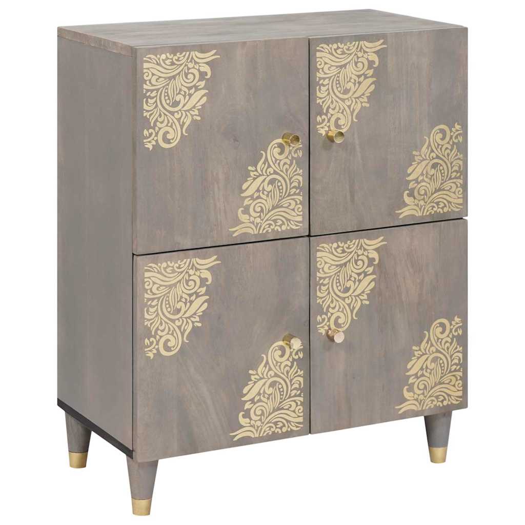 Sideboard Grau und Gold 60 x 33 x 75 cm Massivholz Mango