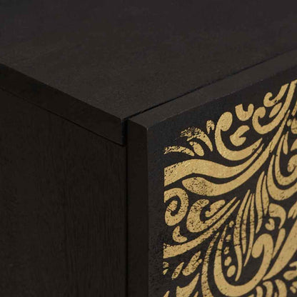 vidaXL Nachttisch mit Tür Schwarz 40 x 33 x 46 cm Massivholz Mango