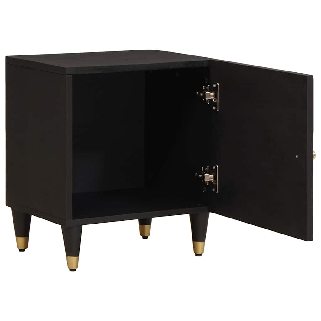 vidaXL Nachttisch mit Tür Schwarz 40 x 33 x 46 cm Massivholz Mango