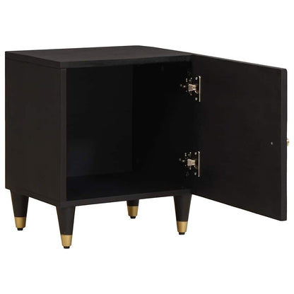 vidaXL Nachttisch mit Tür Schwarz 40 x 33 x 46 cm Massivholz Mango
