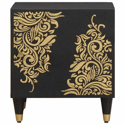 vidaXL Nachttisch mit Tür Schwarz 40 x 33 x 46 cm Massivholz Mango