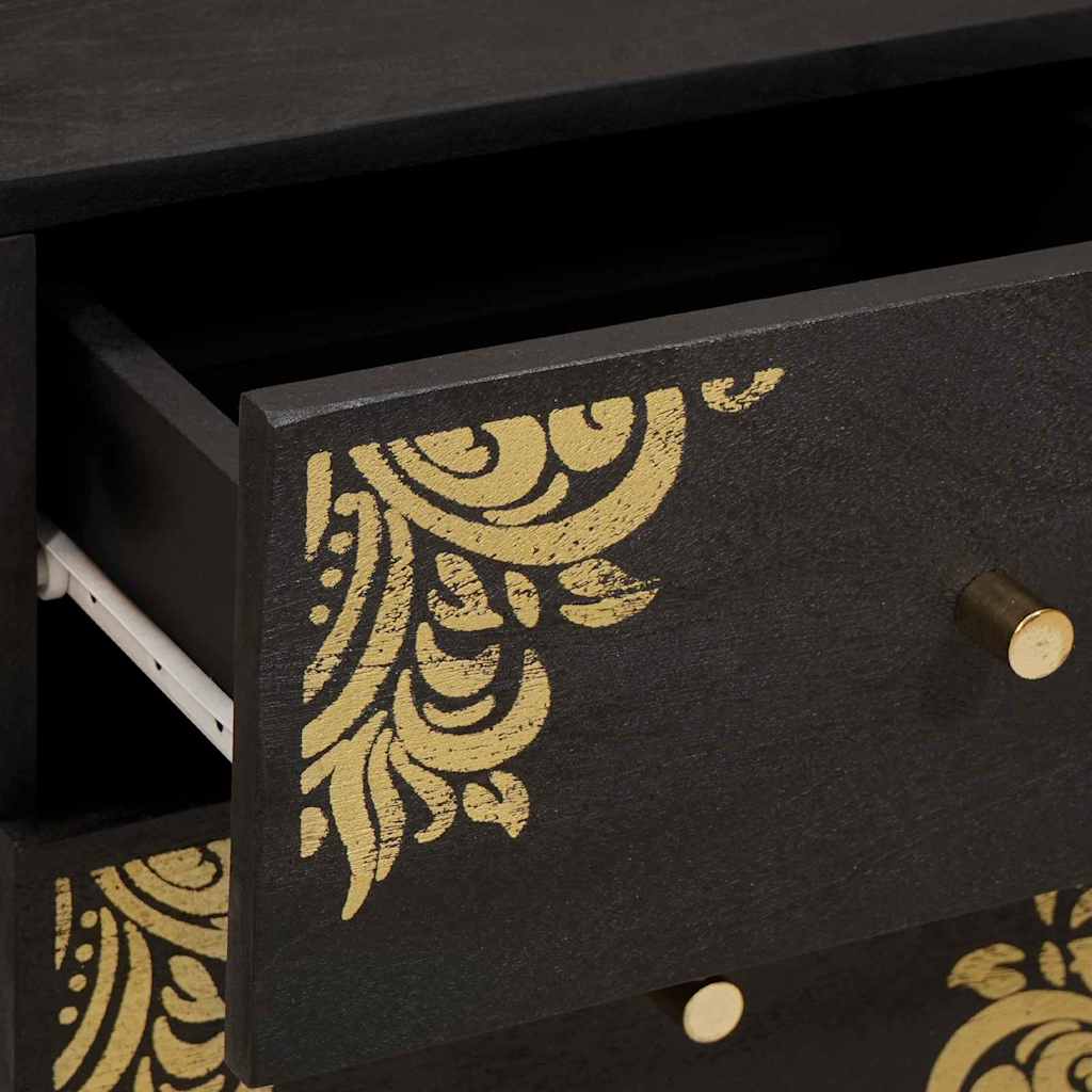 vidaXL Nachttisch Schwarz 40 x 33 x 46 cm Massivholz Mango