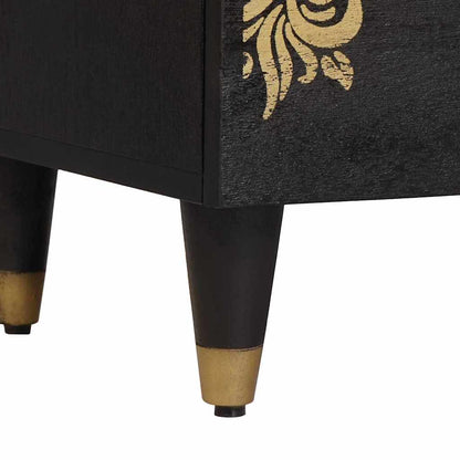 vidaXL Nachttisch Schwarz 40 x 33 x 46 cm Massivholz Mango