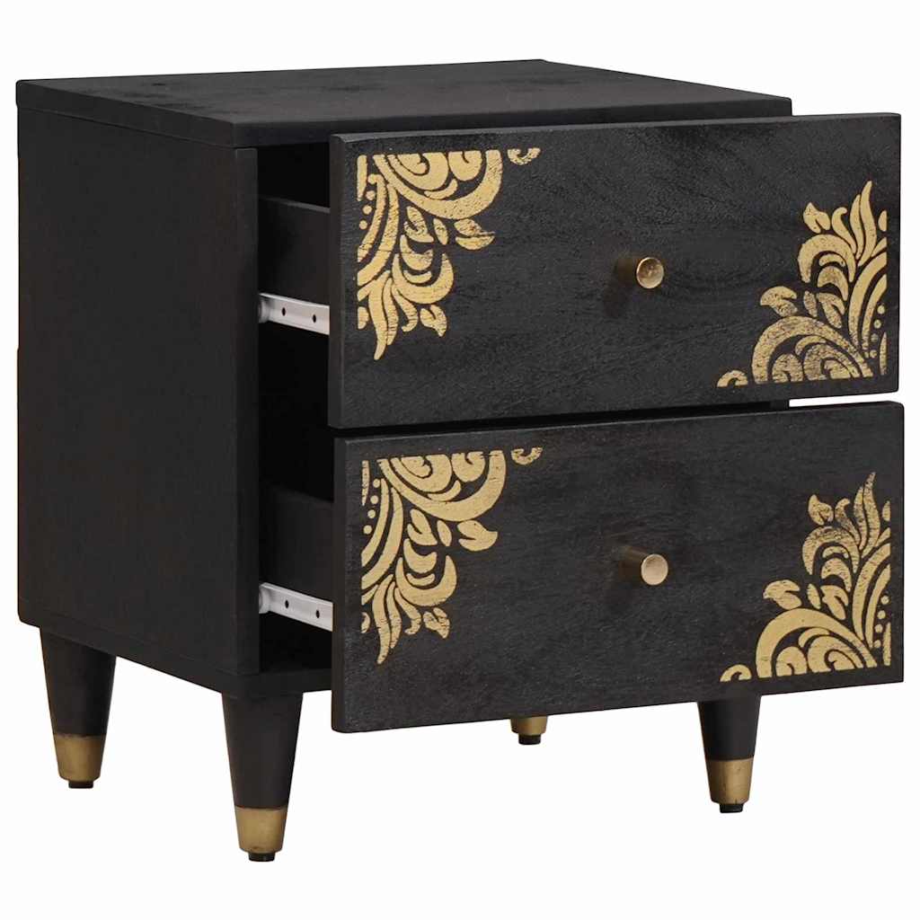 vidaXL Nachttisch Schwarz 40 x 33 x 46 cm Massivholz Mango