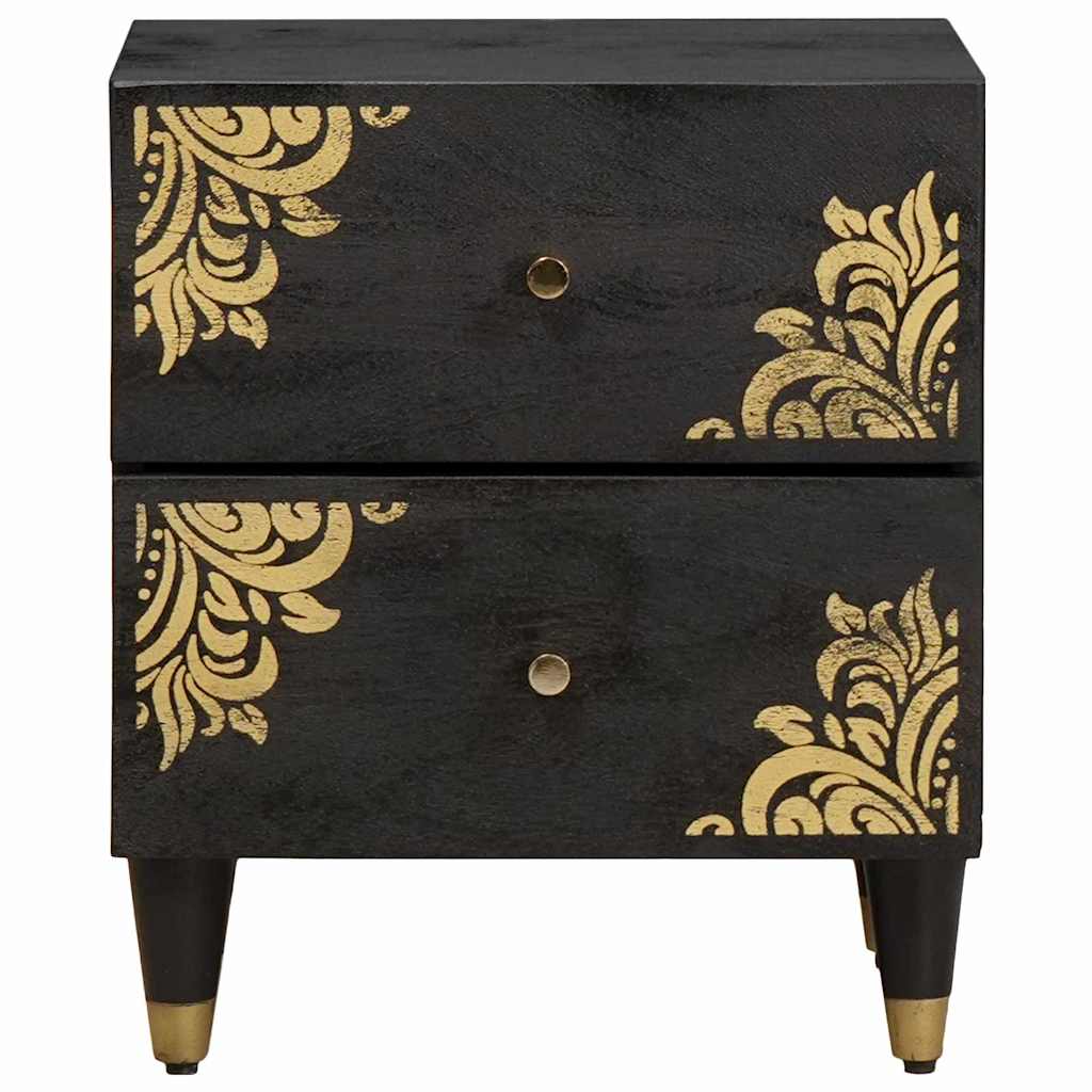 vidaXL Nachttisch Schwarz 40 x 33 x 46 cm Massivholz Mango