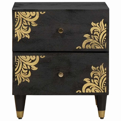 vidaXL Nachttisch Schwarz 40 x 33 x 46 cm Massivholz Mango