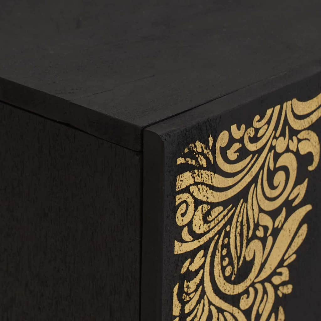 vidaXL TV-Schränk mit Regal Schwarz 105 x 33 x 46 cm Massivholz Mango