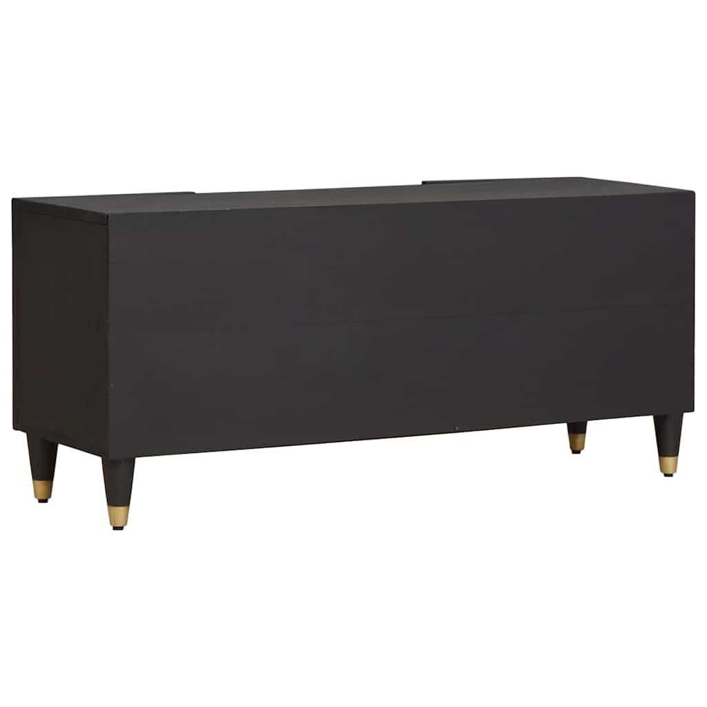 vidaXL TV-Schränk mit Regal Schwarz 105 x 33 x 46 cm Massivholz Mango