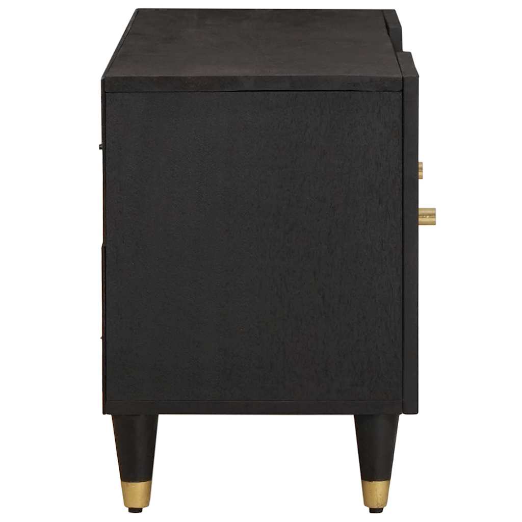 vidaXL TV-Schränk mit Regal Schwarz 105 x 33 x 46 cm Massivholz Mango