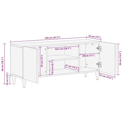 vidaXL TV-Schränk mit Regal Schwarz 105 x 33 x 46 cm Massivholz Mango