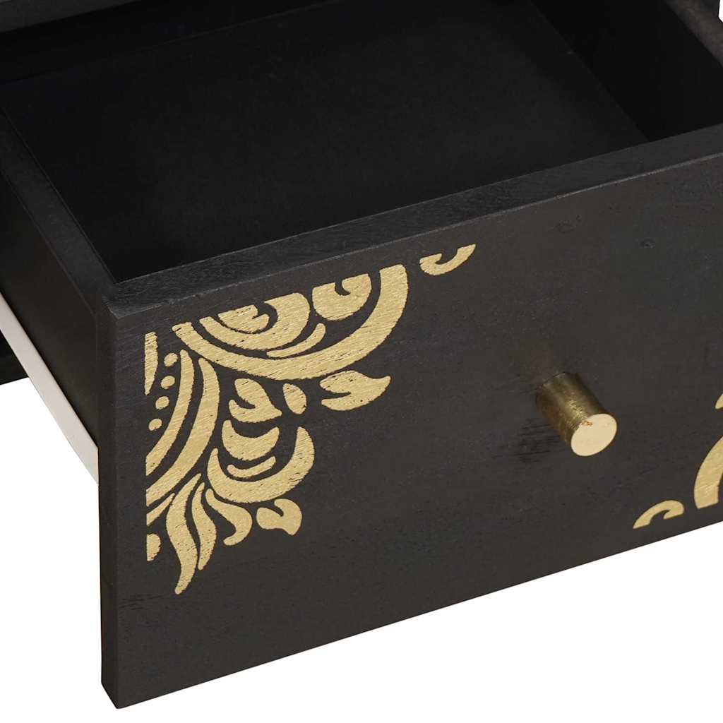 vidaXL TV-Schränk mit Regal Schwarz 70 x 33 x 46 cm Massivholz Mango