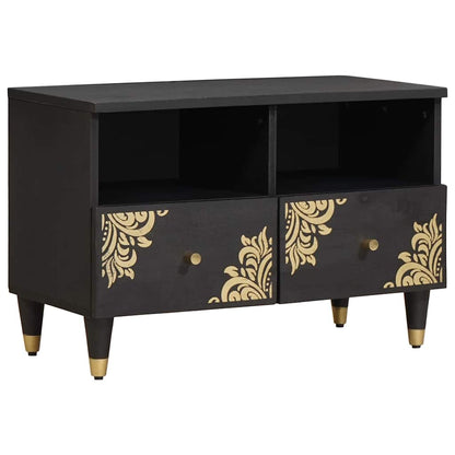 vidaXL TV-Schränk mit Regal Schwarz 70 x 33 x 46 cm Massivholz Mango