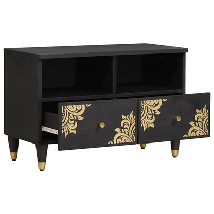vidaXL TV-Schränk mit Regal Schwarz 70 x 33 x 46 cm Massivholz Mango