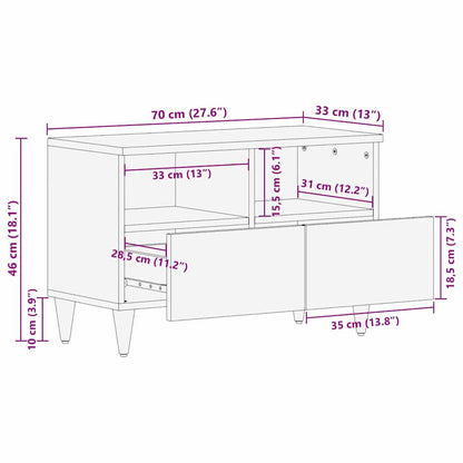 vidaXL TV-Schränk mit Regal Schwarz 70 x 33 x 46 cm Massivholz Mango