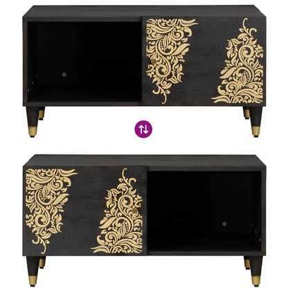 Couchtisch Schwarz 80 x 50 x 40 cm Massivholz Mango