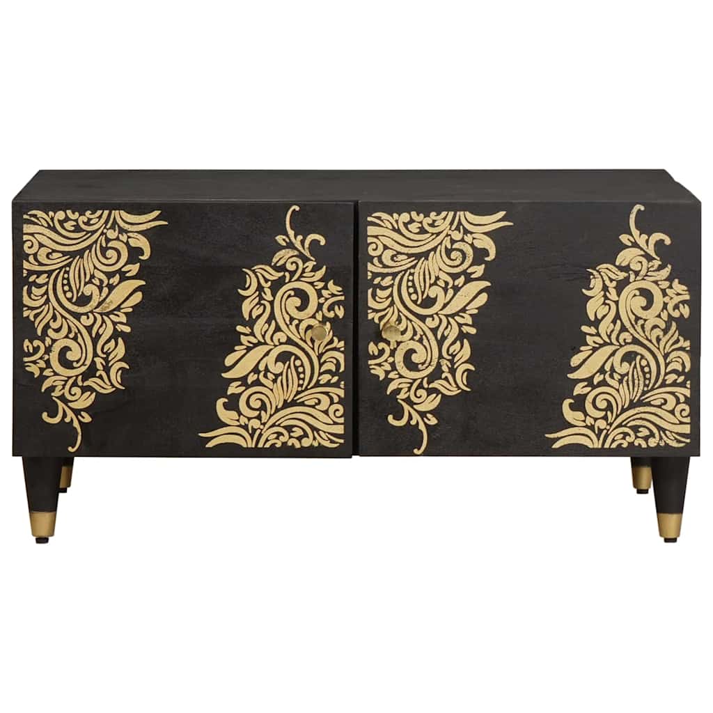 Couchtisch Schwarz 80 x 50 x 40 cm Massivholz Mango