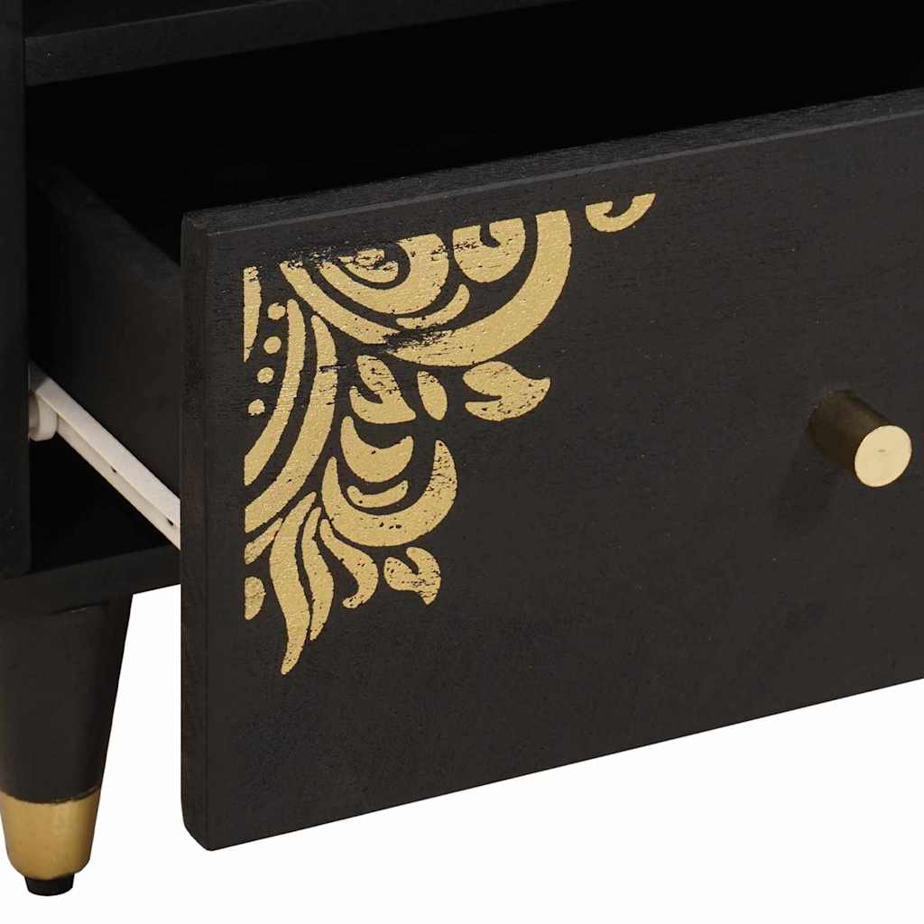vidaXL Nachttisch Schwarz 40 x 33 x 46 cm Massivholz Mango