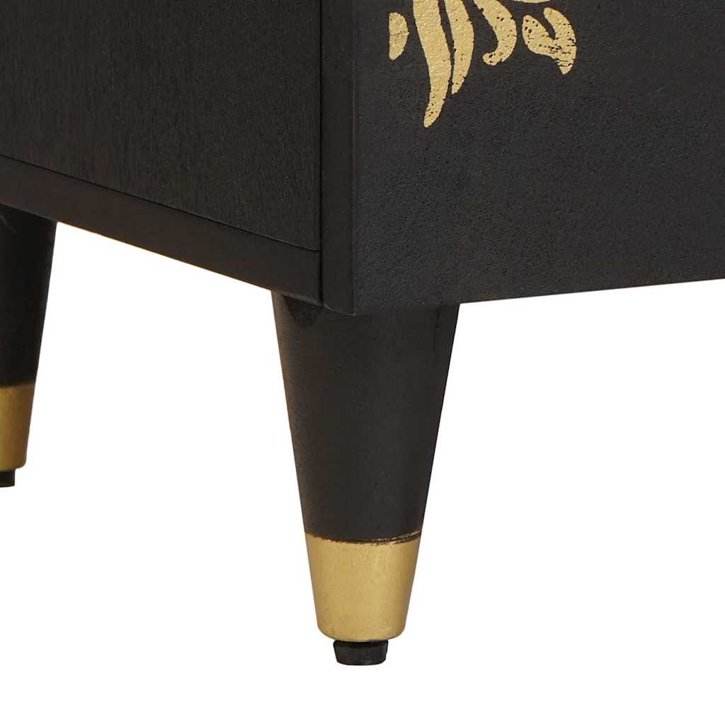 vidaXL Nachttisch Schwarz 40 x 33 x 46 cm Massivholz Mango