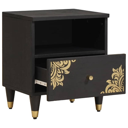 vidaXL Nachttisch Schwarz 40 x 33 x 46 cm Massivholz Mango