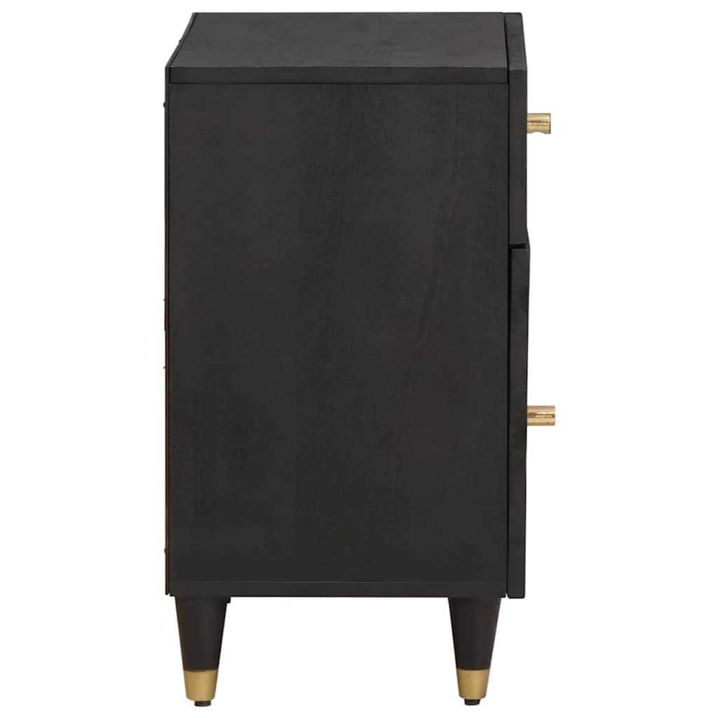 vidaXL Nachttisch mit Tür Schwarz 50 x 33 x 60 cm Massivholz Mango