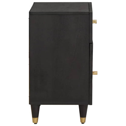 vidaXL Nachttisch mit Tür Schwarz 50 x 33 x 60 cm Massivholz Mango
