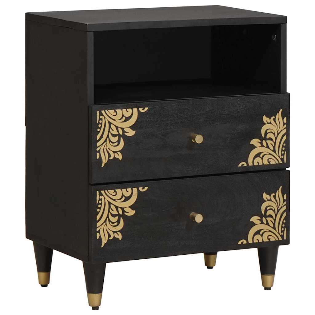 vidaXL Nachttisch Schwarz 50 x 33 x 62 cm Massivholz Mango