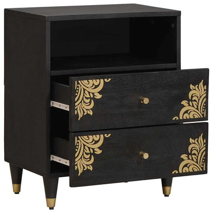 vidaXL Nachttisch Schwarz 50 x 33 x 62 cm Massivholz Mango