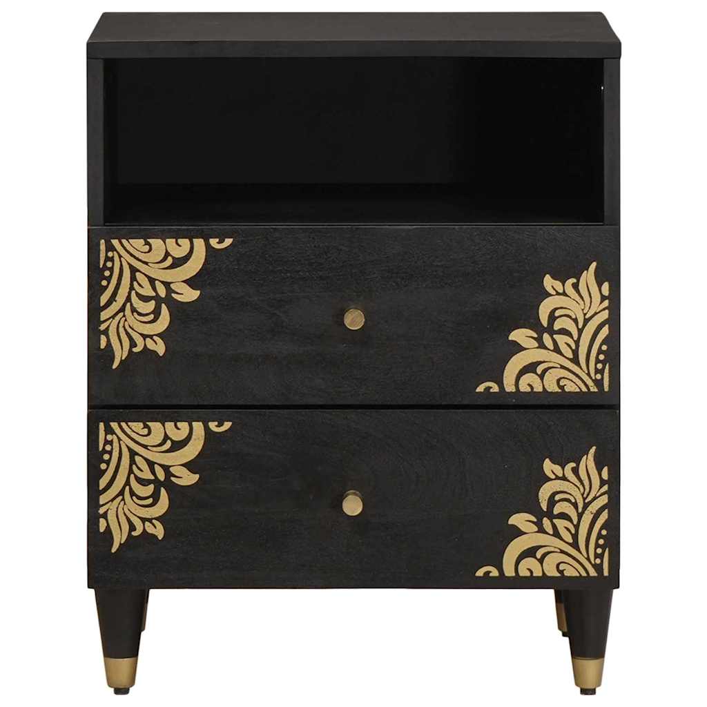 vidaXL Nachttisch Schwarz 50 x 33 x 62 cm Massivholz Mango
