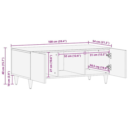vidaXL Couchtisch Schwarz 100 x 54 x 40 cm Massivholz Mango