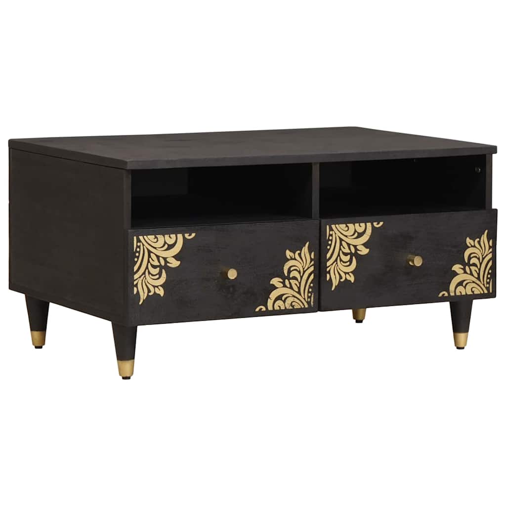 vidaXL Couchtisch Schwarz 80 x 54 x 40 cm Massivholz Mango
