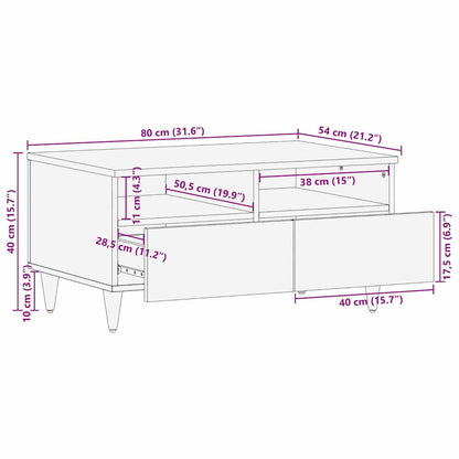 vidaXL Couchtisch Schwarz 80 x 54 x 40 cm Massivholz Mango
