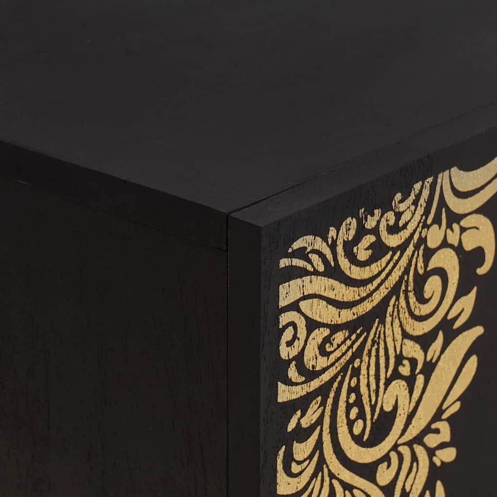 vidaXL TV-Schränk mit Regal Schwarz 105 x 33 x 46 cm Massivholz Mango