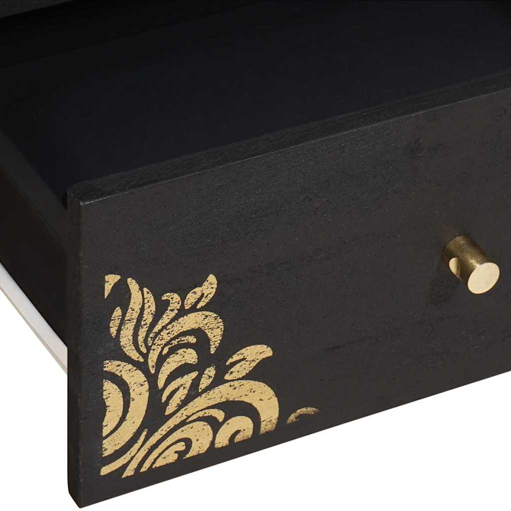 vidaXL TV-Schränk mit Regal Schwarz 105 x 33 x 46 cm Massivholz Mango