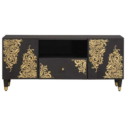 vidaXL TV-Schränk mit Regal Schwarz 105 x 33 x 46 cm Massivholz Mango