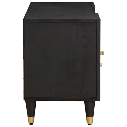 vidaXL TV-Schränk mit Regal Schwarz 105 x 33 x 46 cm Massivholz Mango