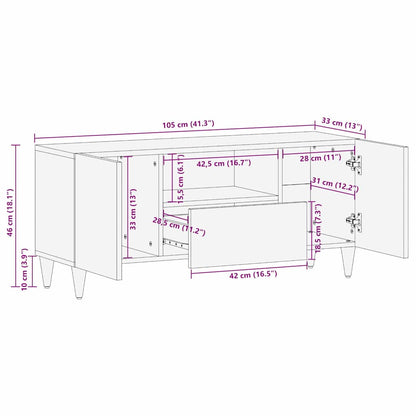 vidaXL TV-Schränk mit Regal Schwarz 105 x 33 x 46 cm Massivholz Mango
