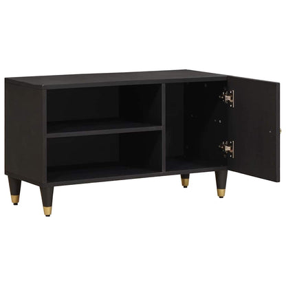 vidaXL TV-Schränk mit Regal Schwarz 80 x 33 x 46 cm Massivholz Mango
