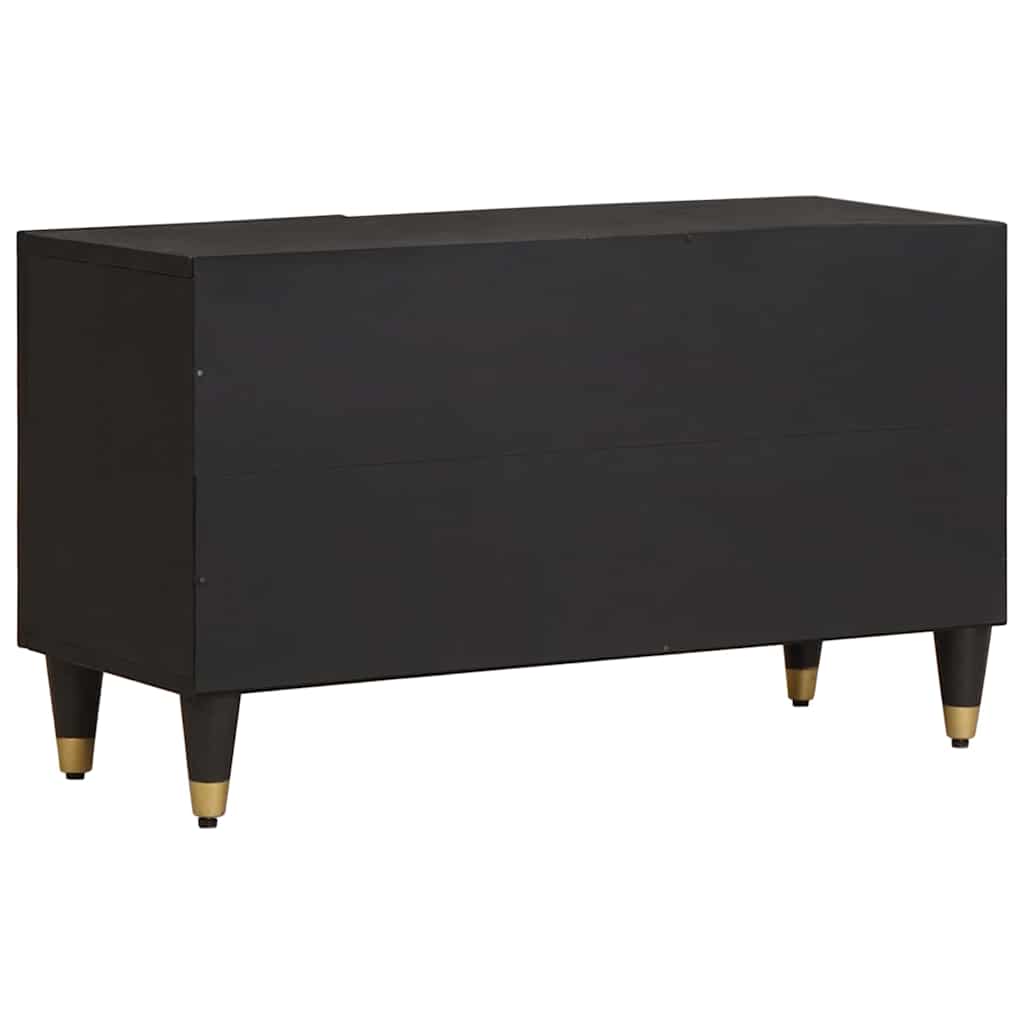 vidaXL TV-Schränk mit Regal Schwarz 80 x 33 x 46 cm Massivholz Mango