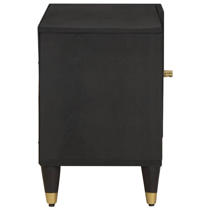 vidaXL TV-Schränk mit Regal Schwarz 80 x 33 x 46 cm Massivholz Mango