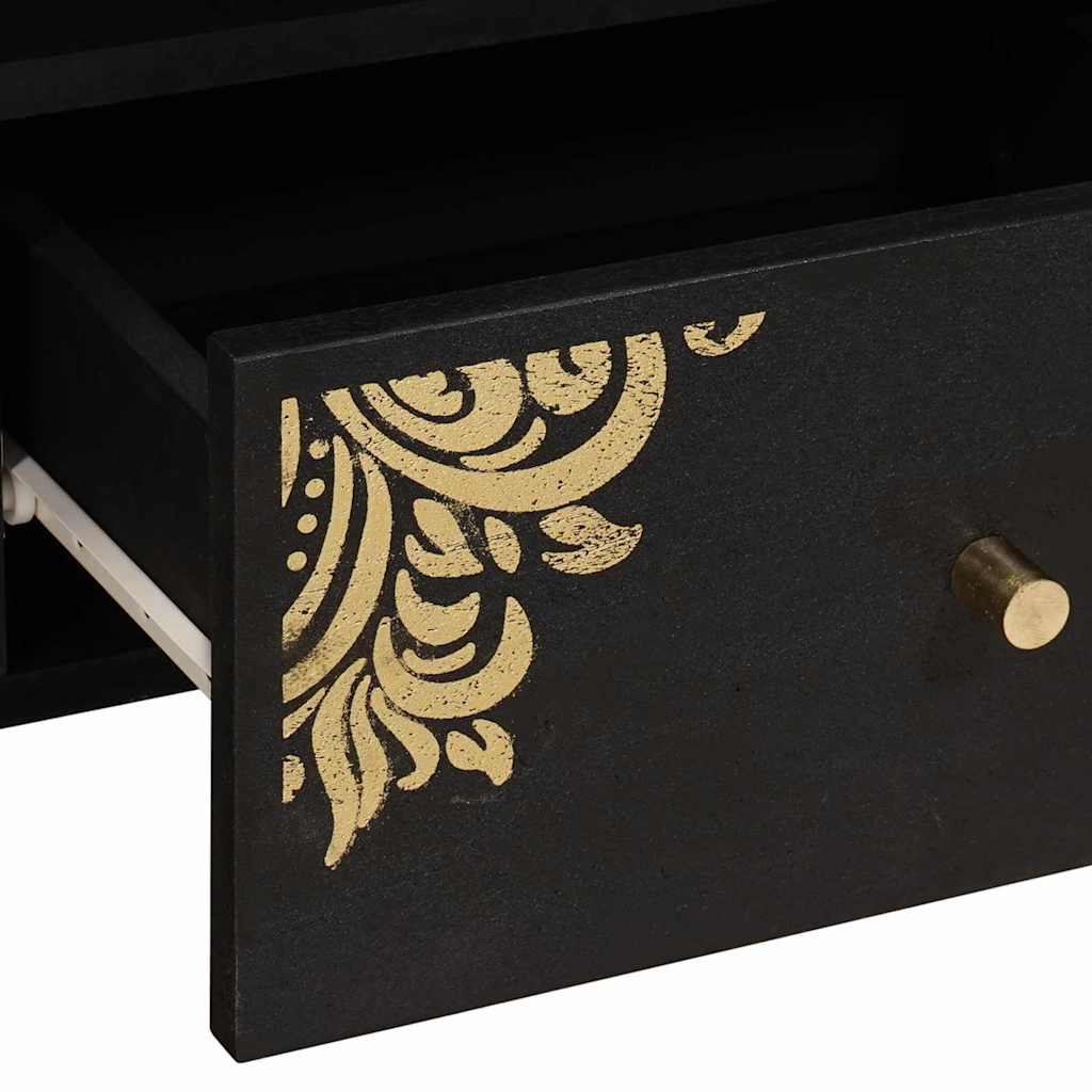 vidaXL TV-Schränk mit Regal Schwarz 100 x 33 x 46 cm Massivholz Mango