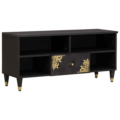vidaXL TV-Schränk mit Regal Schwarz 100 x 33 x 46 cm Massivholz Mango