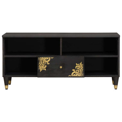 vidaXL TV-Schränk mit Regal Schwarz 100 x 33 x 46 cm Massivholz Mango