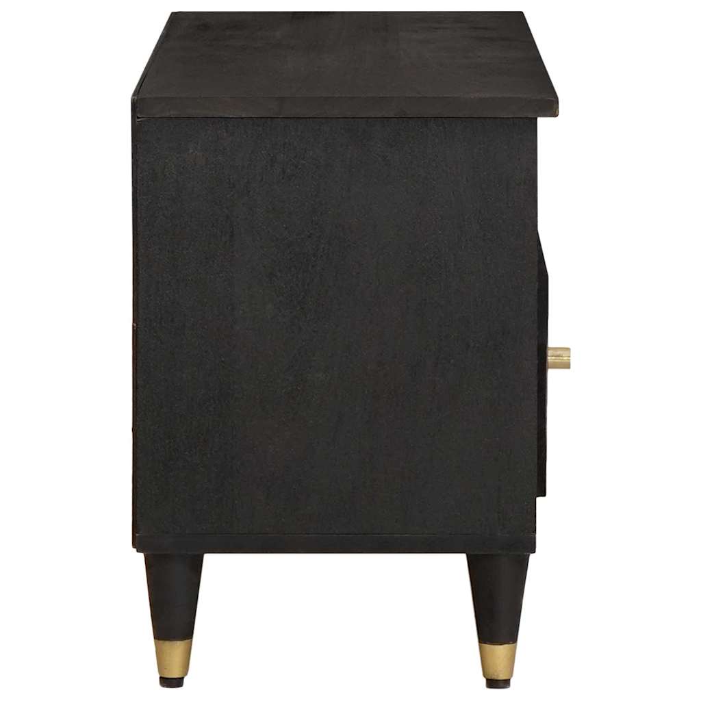 vidaXL TV-Schränk mit Regal Schwarz 100 x 33 x 46 cm Massivholz Mango