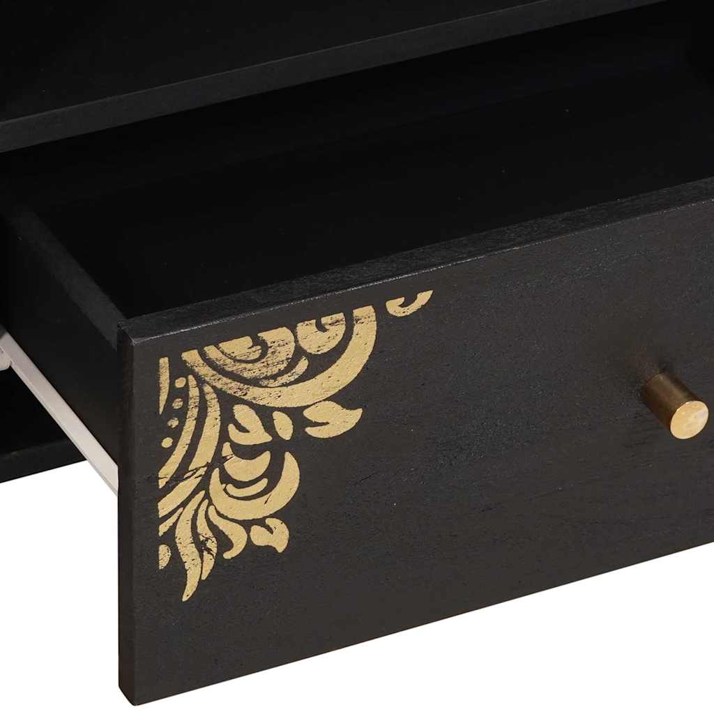 vidaXL TV-Schränk mit Regal Schwarz 80 x 33 x 46 cm Massivholz Mango